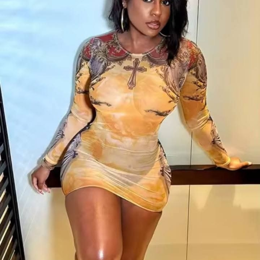 Elegant Yellow Long Sleeve Dress